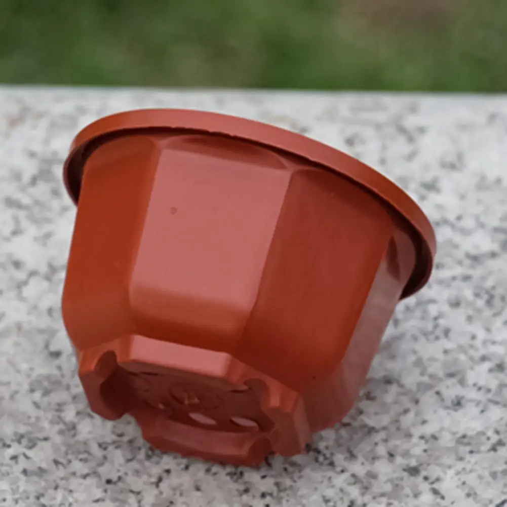 

Hot Selling Practical Coffee Octagonal Flower Basket Reusable Heighten Plastic Hanging Flowerpot Outdoor Decorative