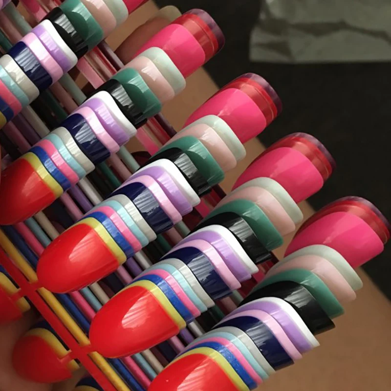 5 комплектов из 24 штук в комплекте круглые цветные накладные ногти полное