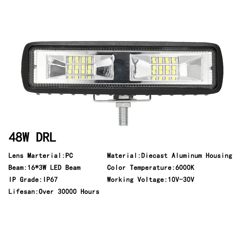 

36W LED Headlights 12-24V Assembly Led Fog Lights Offroad Working Light Bar DRL Spotlight for Auto Motorcycle Truck Boat Tractor
