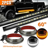 2pcs 60 inch led running board lights amber turn signal lights side maker lighting bar strips for truck pickup suv van vw