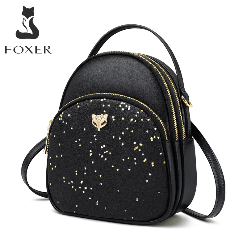 Женский мини рюкзак FOXER Glett из спилка многослойная Сумка через плечо 2019|Женские