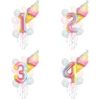40 дюймов Радужный градиентный воздушные шары в форме цифр для детей украшение для дня рождения мороженое конфеты lolipopвоздушные шары подарок пончик товары Вечерние