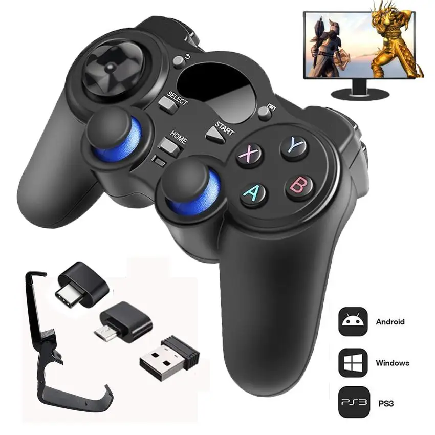 Беспроводной геймпад 2 4G джойстик для PS3 Android смартфонов ТВ приставок ноутбуков