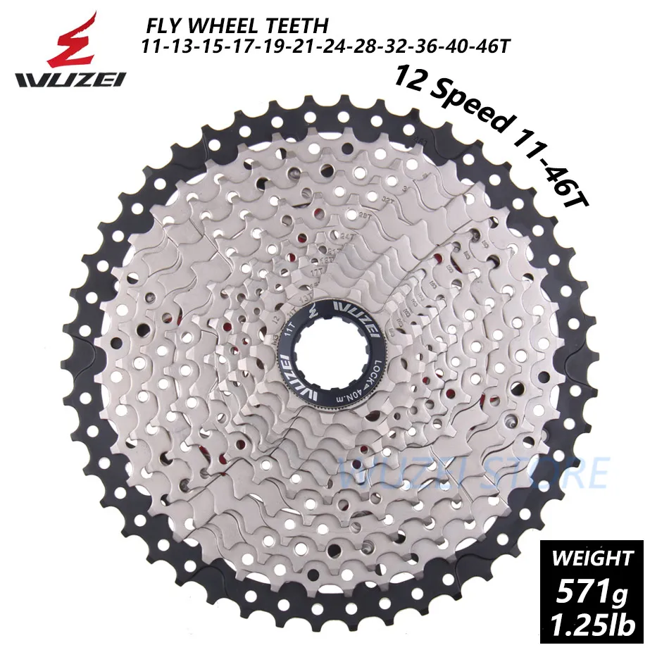WUZEI 8 S/9 S/10 S/11 S/12 S кассета 32/36/40/42/46/50T Сталь mtb горный велосипед свободного хода Совместимость Shimano - Color: 12 Speed 11-46T