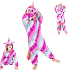 Kigurumi Детская Пижама Единорог цельная пижама одежда для сна в виде животных в стиле аниме, одежда с героями мультфильмов, детская одежда для девочек Фланелевая пижама, одежда для сна, комбинезон