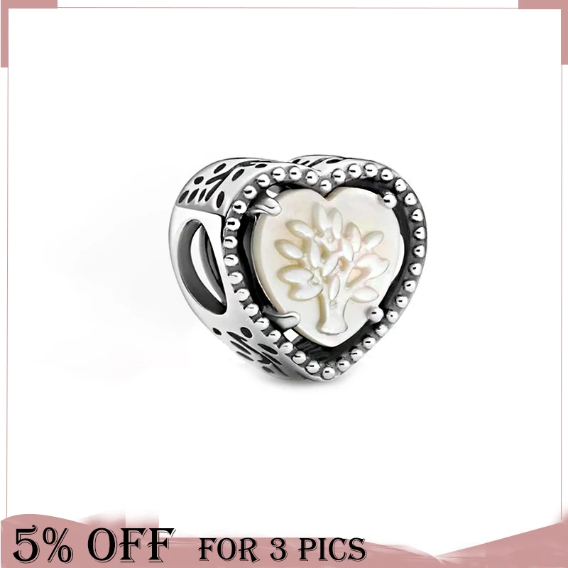 

Classic Mother's Day 925 Sterling Silver Beads Openwork Heart & Family Tree Charm Fit Original Pandora Bracelet Women Jewelry