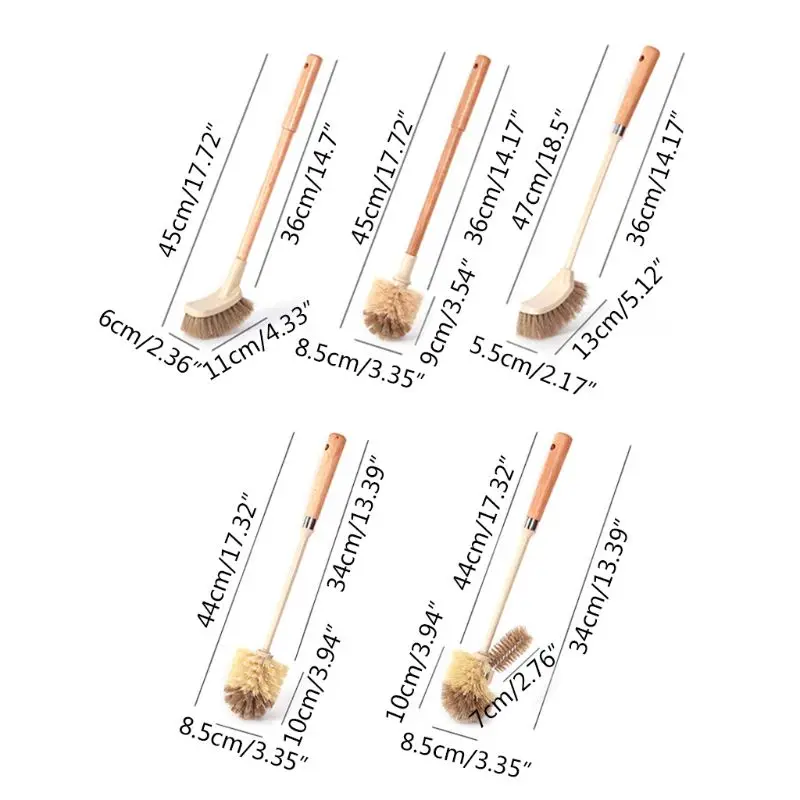

Household Wooden Long Handle Toilet Brush Home Hotel Kitchen Bathroom Multifunctional Detachable Closetool Cleaning Tool