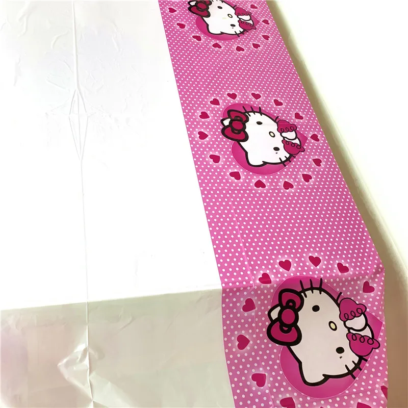 1 шт., розовый рисунок hello kitty, 108*180 см, для украшения дня рождения, Детские вечерние принадлежности, одноразовая посуда, скатерть для душа ребенка