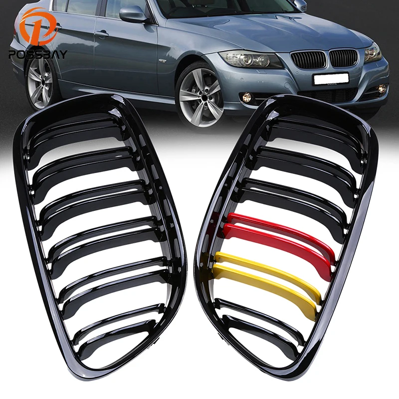 Автомобильный Стайлинг POSSBAY черные двойные решетки в немецком стиле для BMW 3 Series E90