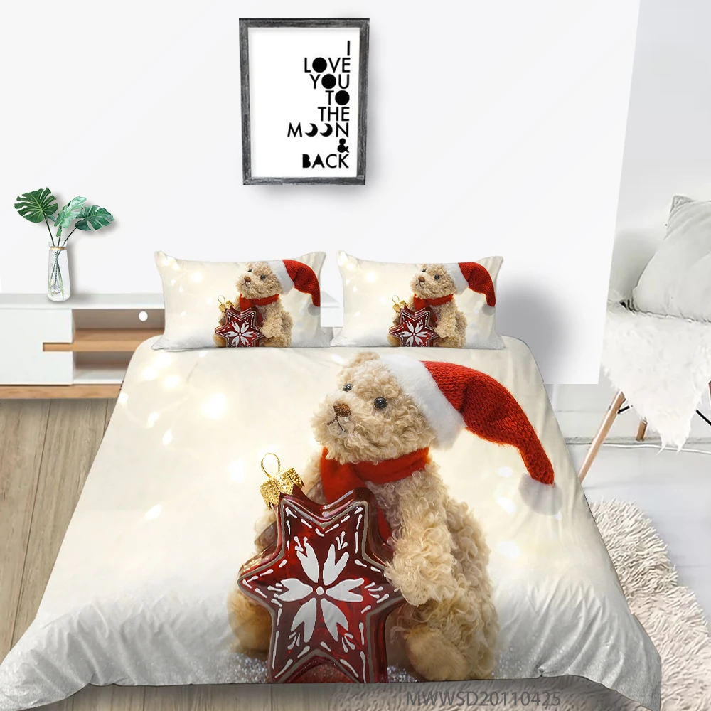 

Milsleep новые продукты 2021 кровать 3D медведя для рождественских праздников детские наборы постельных принадлежностей King Размеры для подростко...