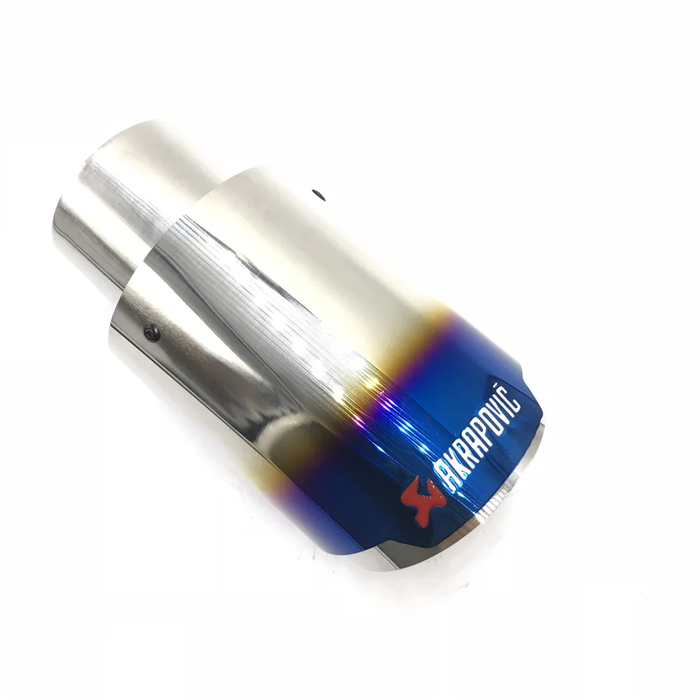 Blue 1 шт. Inlet60mm-Outlet90mm три цвета золотой/черный/серебристый/синий AKRAPOVIC универсальный глушитель выхлопной трубы - Цвет: Blue