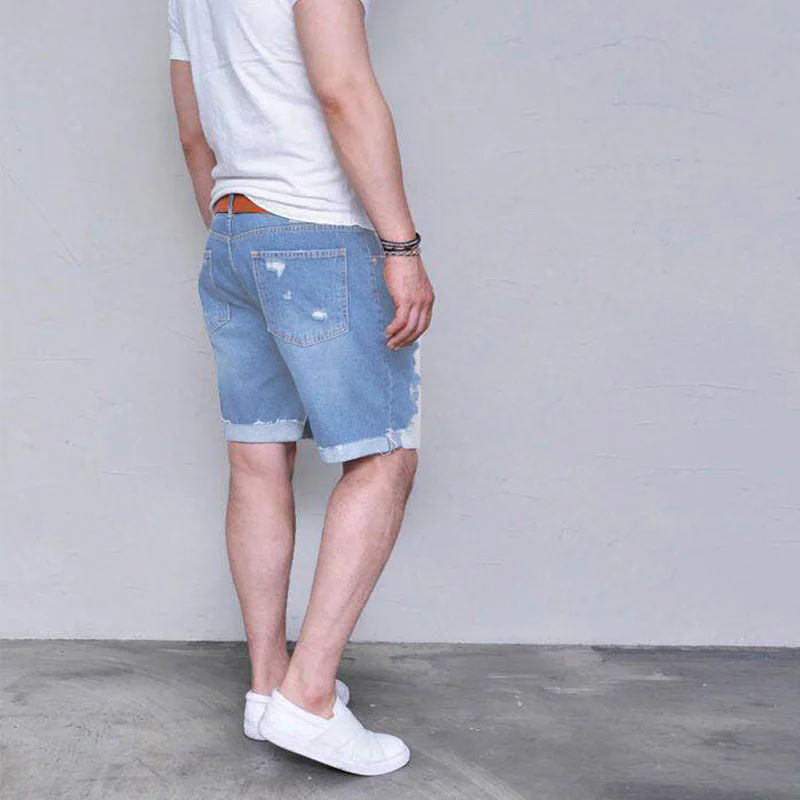

Mens Denim Chino Shorts Super STRETCH Skinny Slim Summer Half Pant Cargo Jeans
