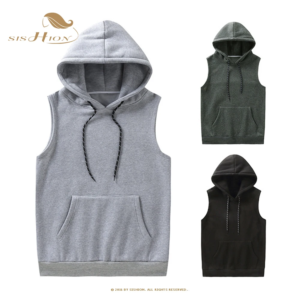 

SISHION 2021 Autumn and Winter Tops Hoodie Sweater VD2453 Solid Color Casual Hoodies Sleeveless with Pocket Casual Sudadera