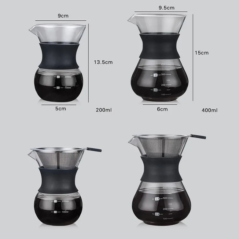 

Large Capacity Glass Hand-made Coffee Maker Gourd Shape Coffee Pot with Stainless Steel Filter Home Office Coffee Manual Brewer