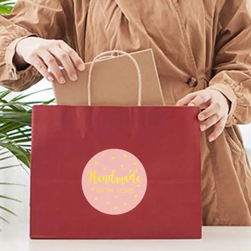 500 шт/рулон наклейки ручной работы с любовью золотой фольгой круглые этикетки для