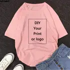Летняя женская футболка в стиле Харадзюку, футболка с принтом логотипа на заказ, повседневные розовые топы, футболка с коротким рукавом, с принтом ваша любовь, любой графикой