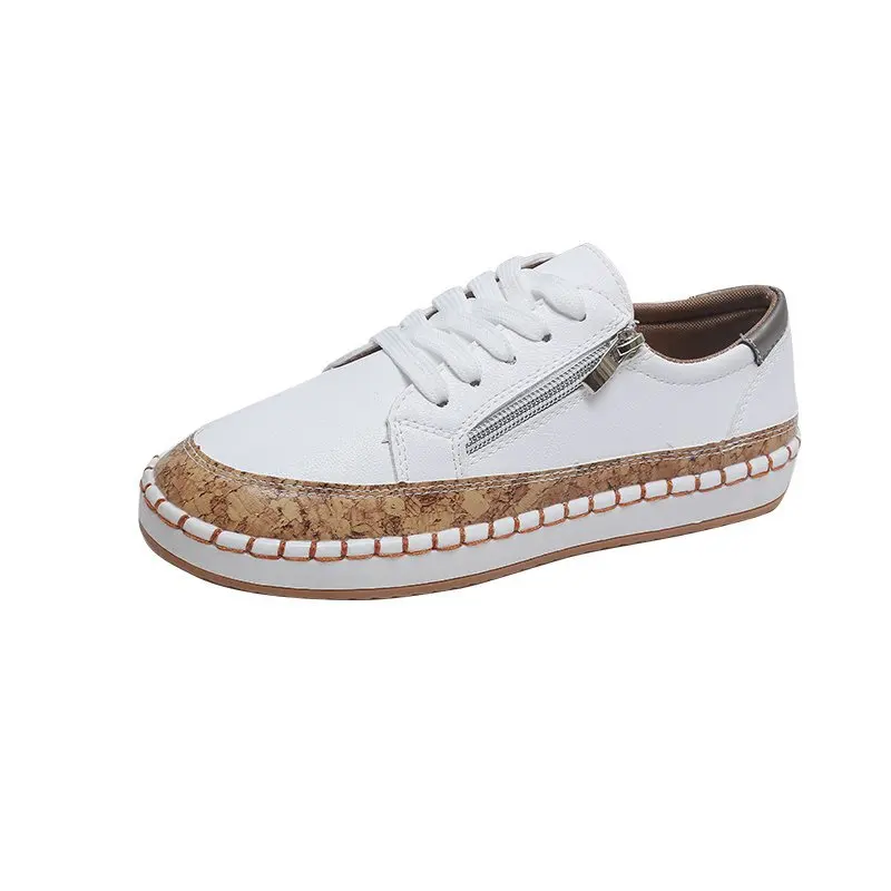 

New Popular Womens Shoes Plus Size Color Matching and Printing Lace-up Flat Shoes Women's Casual Shallow Mouth Womens Sneakers