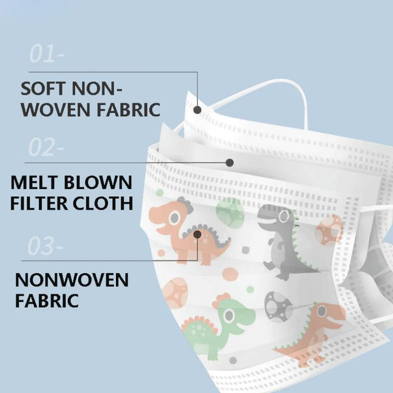 50 шт одноразовые детские маски для лица 3 Слои Нетканые Костюмы на Хэллоуин с