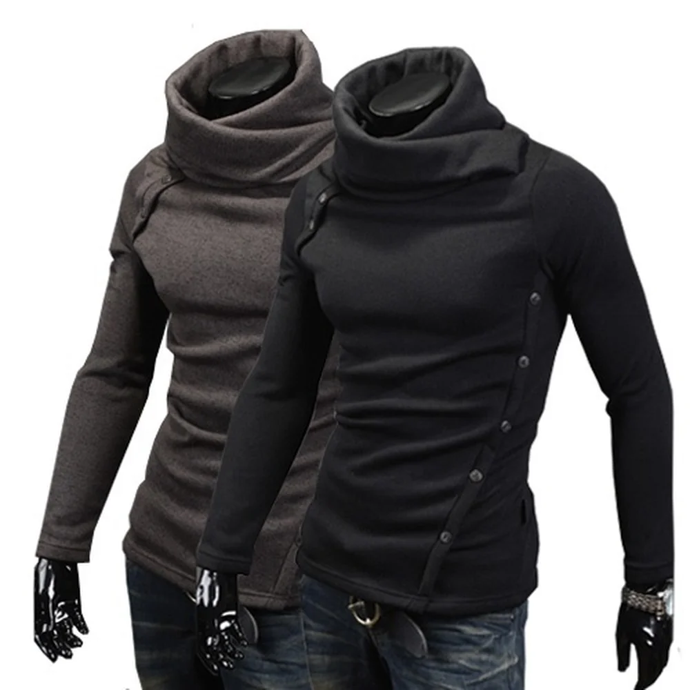 

Plus Size Turtleneck Men's Sweater Men Fashion Thermal Long Sleeve Pullovers Solid Color Thin Wool Sweaters