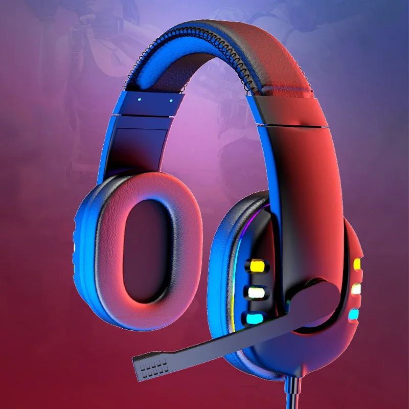 Игровая гарнитура с микрофоном игровая для ПК проводная RGB подсветкой планшета