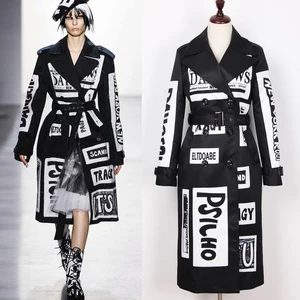 Высокое качество S-3XL Новая модная футболка с надписью, с принтом свободного кроя с поясом, длинные рукава, с отворотами, Женская куртка-ветровка