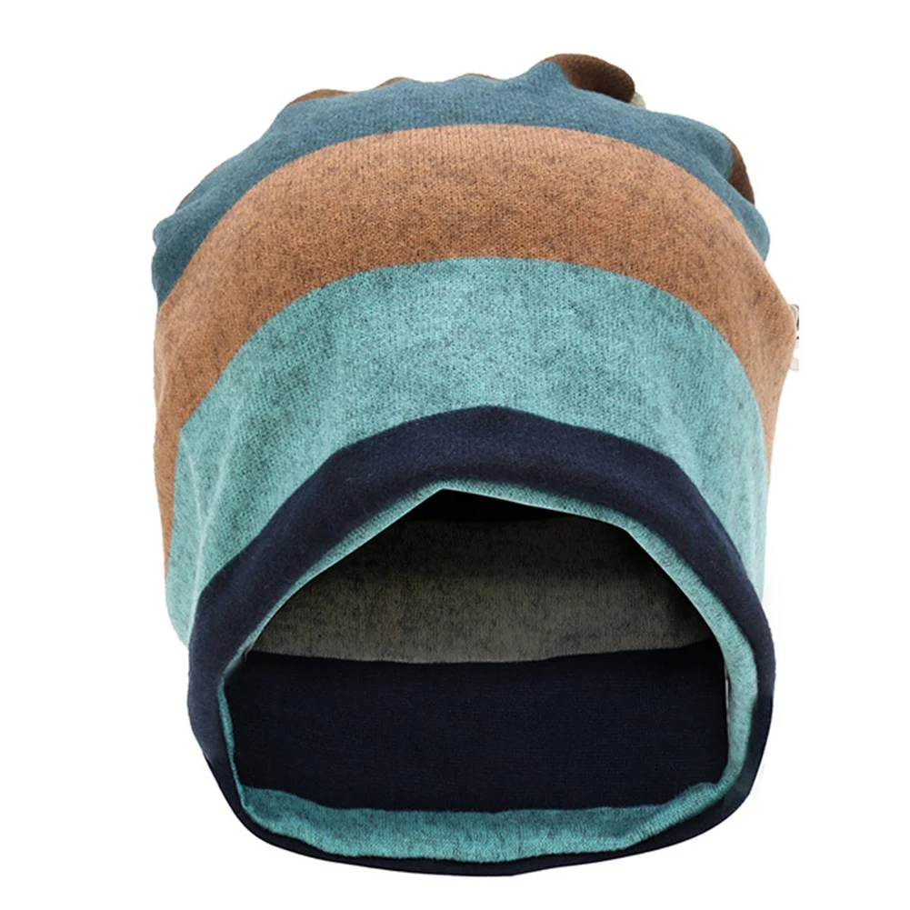 Унисекс Шапка Хип-Хоп "Baggy" с Полосками и Яркими Вставками, Теплая Осень-Зима.