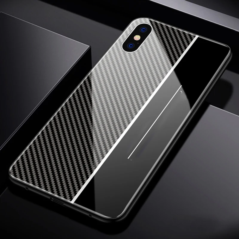 005 Чехол из закаленного стекла 9H для iPhone 11, 7, 8, 6 S, x, xr, xsmax, чехол для телефона с узором из углеродного волокна, подходит для iPhone11promax, 7 p, чехол для телефона - Цвет: 005