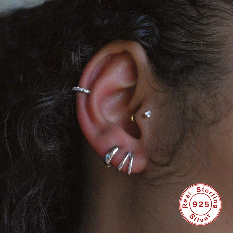 

AIDE Earrings For Women Glossy Hoop 925 Sterling Silver Earrings Dangle Piercing Oreille Ear Cuffs Pendientes #12.3