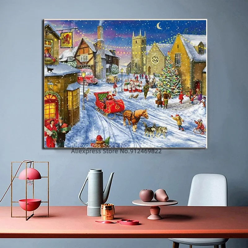 Современные рождественские праздничные фотообои с Санта-Клаусом снеговиком и