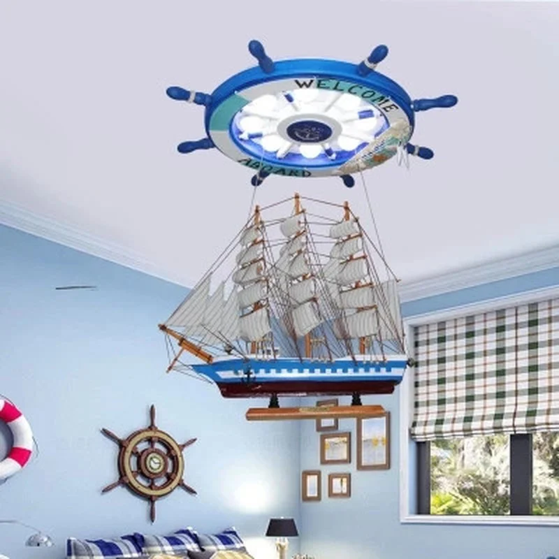 Мультяшное создание средиземноморской лодки люстра руль детская комната