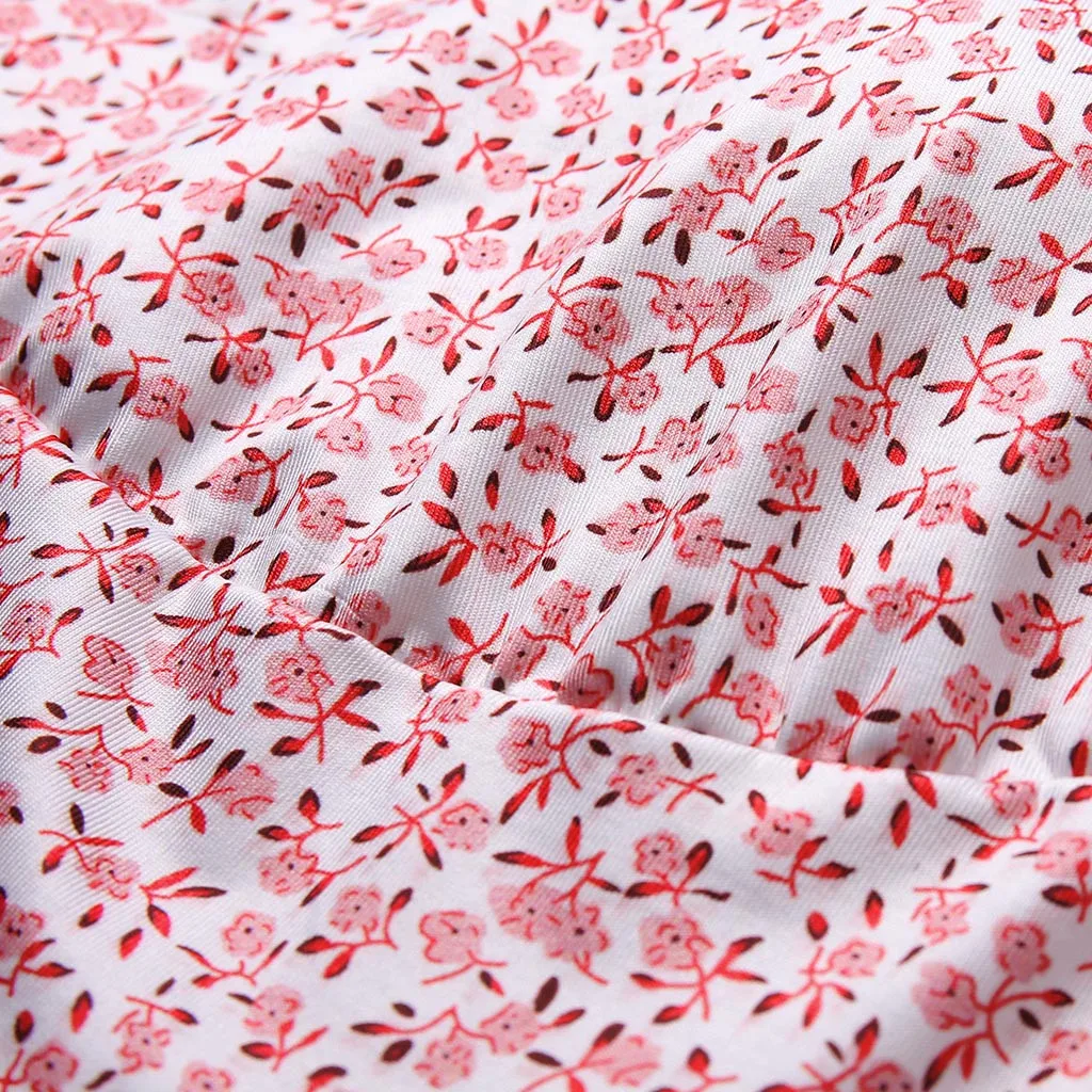 Сексуальное летнее платье женская Цветочный принт мини платья а силуэта с v