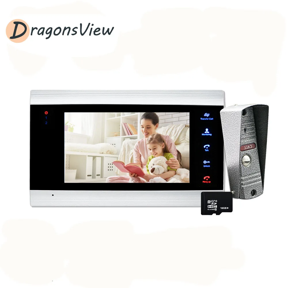 DragonsView 1200TVL сенсорный Сенсор видео домофон с дверной звонок записью данных Камера