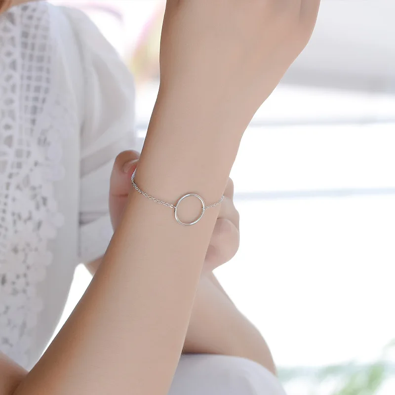 Модные элегантные браслеты шармы большого круга для женщин из стерлингового