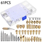 61 шт. наконечники для ручки для сжигания древесины, сделай сам, рельефный медный паяльник, Пирография, трафарет, железная ручка, наконечники для гравировки, сварочный инструмент