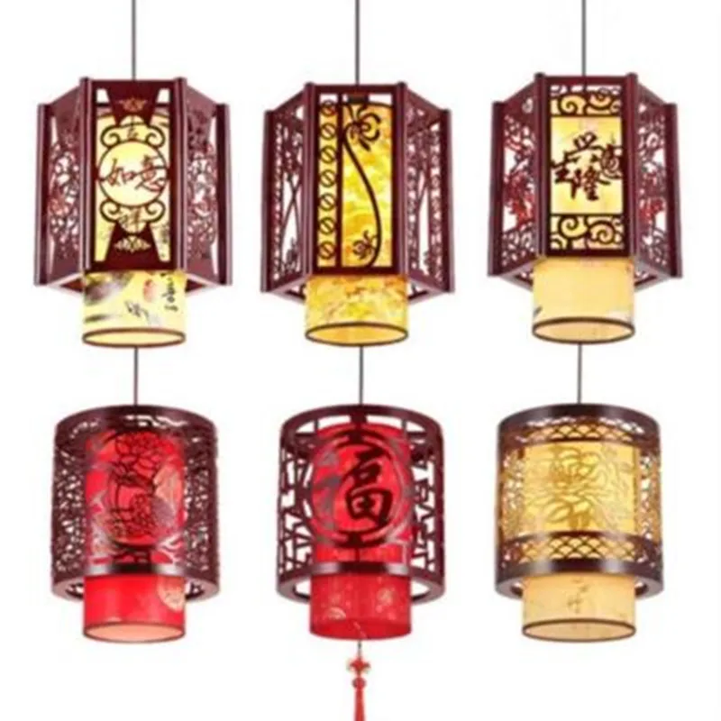 New fashion Chinese style antique restaurant wooden living room classical sheepskin lantern chandelier | Лампы и освещение