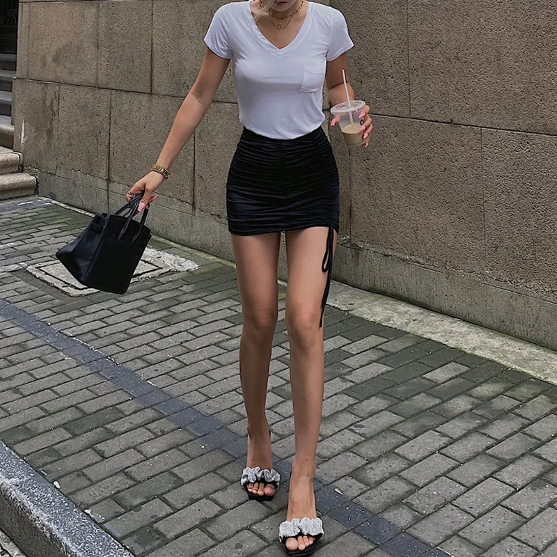 

Женская короткая мини-юбка в складку, с высокой талией, V8HR