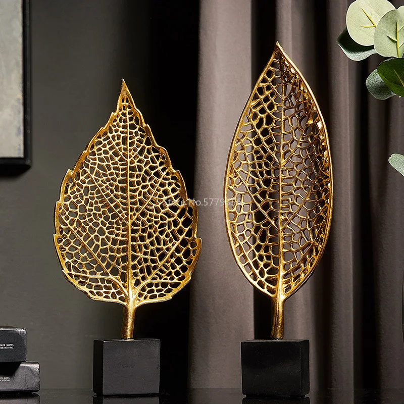 

Nordic Iron Art Golden листовые украшения ремесла современные украшения для дома гостиная винный шкаф крыльцо настольное украшение украшения
