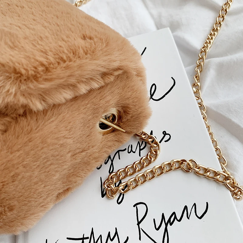 Пушистая женская сумка на плечо зимняя модная новинка 2019 сумка-мессенджер с