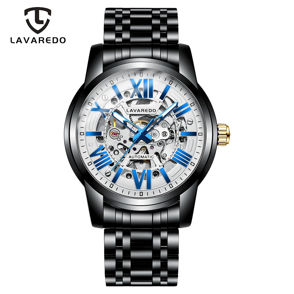 BlackBlue Lavaredo Роскошные автоматические механические часы для мужчин часы с скелетом Топ бренд бизнес нержавеющая сталь наручные часы A5 - Цвет: BlackBlue