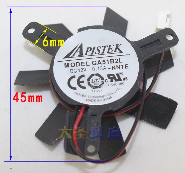 APISTEK GA51B2L NNTE DC 12V 0.13A Dia. Вентилятор охлаждения сервера 45 мм c. T.C 39 мм|Кулеры и системы