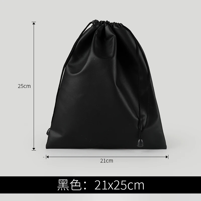 black 21x25cm Высокое Качество Пользовательский логотип сумка из искусственной кожи шнурок сумки гарнитура Кабель для передачи данных Водонепроницаемый хранения струнная сумка для подарков - Цвет: black 21x25cm