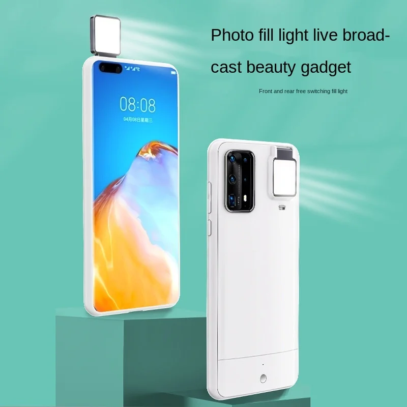 

For Huawei P40 P20 P30 Pro Ring Light Flash Case LED Selfie Flashlight Cellphone Case Shockproof Stand Cover