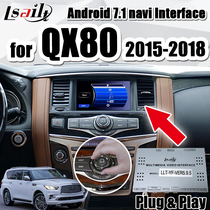 Android 7,1 gps навигационная коробка для QX80 Infiniti Android интерфейс Поддержка беспроводной carplay, OEM Ручка управления по Lsailt