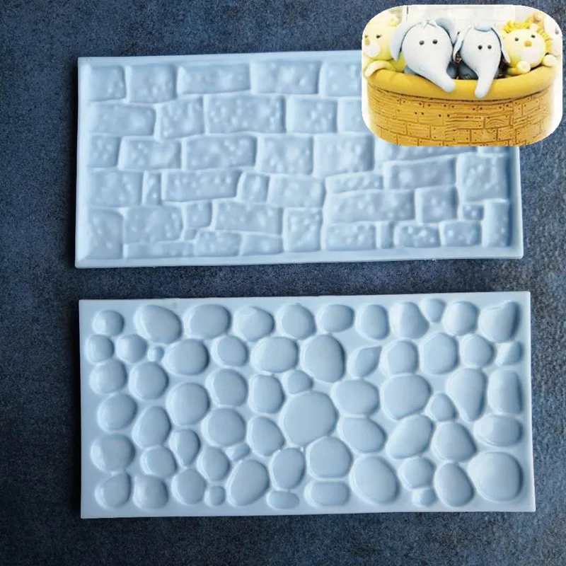 

Baking Tools 2 Pieces Stone Textured Wall Embossing Fondant Cake Decoration Mold Cake Edge Mold