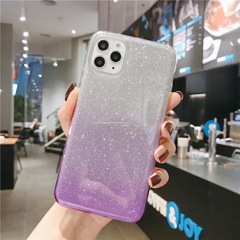 Милый градиентный Блестящий блестящий чехол для телефона iphone 8, 7, 6, 6s Plus, Желейный чехол для iphone 10 X, XR, XS, 11 Pro MAX, задняя крышка