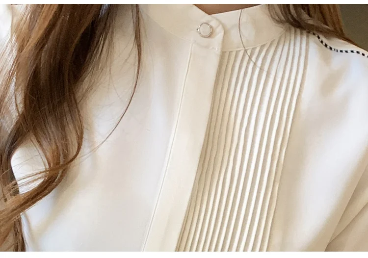 

Long Sleeve Chiffon Blouse Shirt Tops Blouse Women Blusas Mujer De Moda 2021 Stand Collar Office Blouse Women Blouses Blusa E225