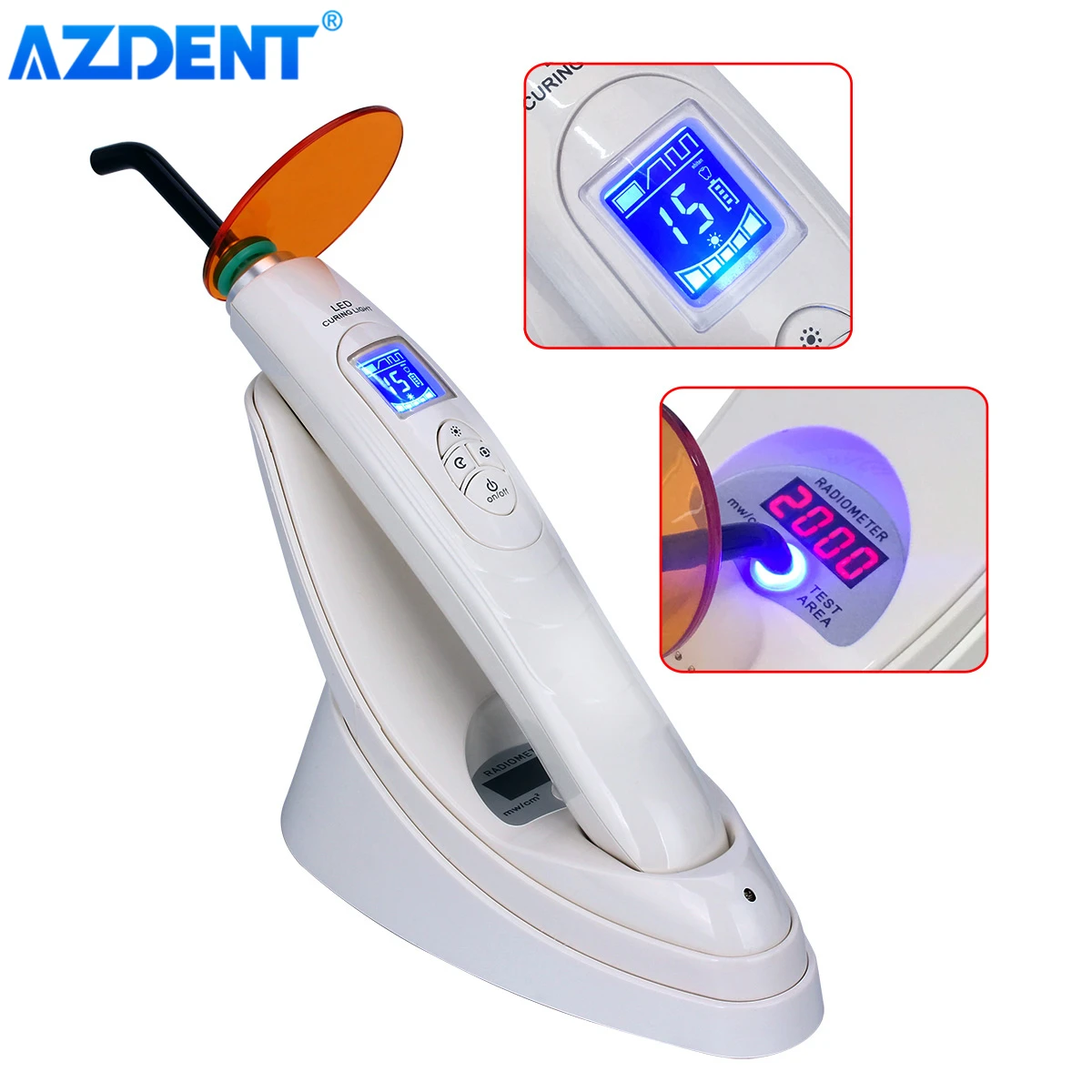 

AZDENT Dental Curing Light LED Wireless Optical Fiber Curing Lamp 800-2000mw/cm² Three Gear Output Adjustable Timing