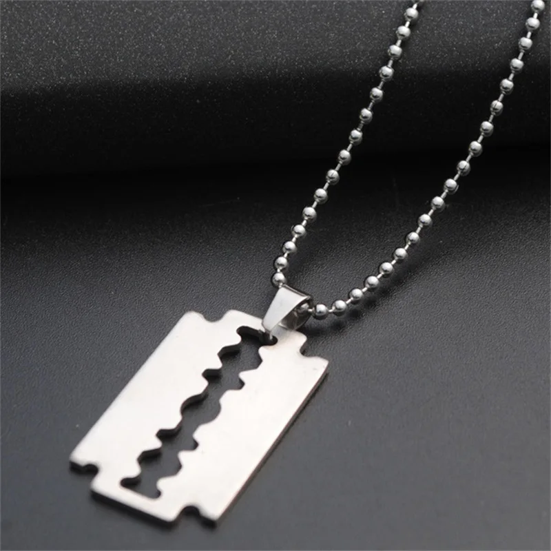 Legenstar Fashion Silver Stainless Steel Razor Blades Pendant Necklaces Men Jewelry Shaving Blade Punk hip-hop Chain Necklace