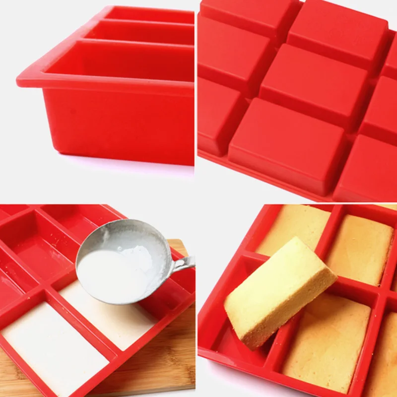 12 отверстий форма для торта помадки шоколада мыла прямоугольная силиконовая