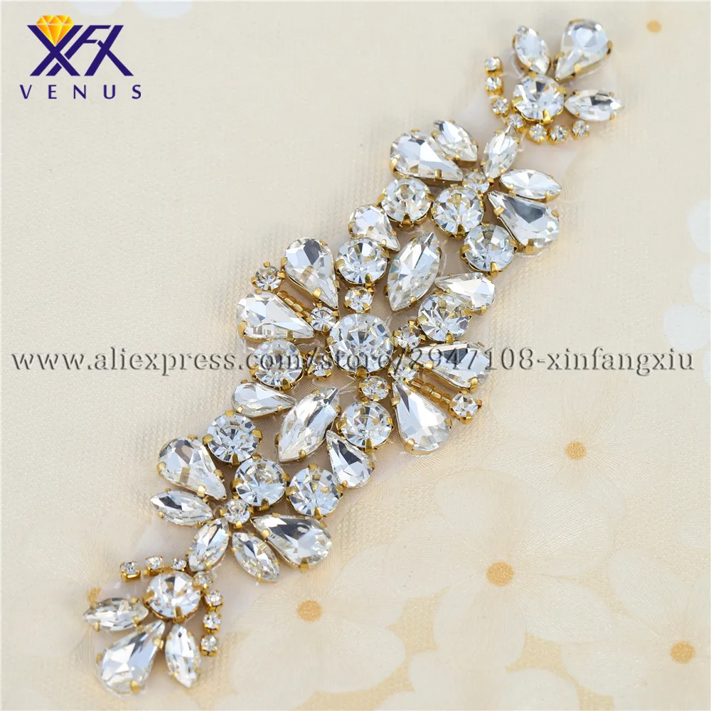 XFX Венера Горячая горный хрусталь золотой бисер Кристалл Аппликации со стразами